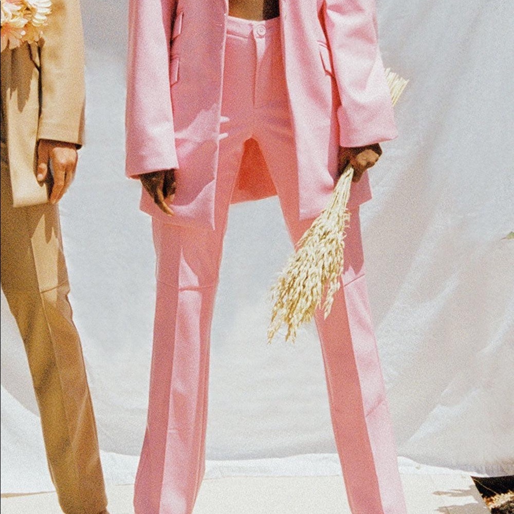 Frankies Bikinis Pink Caroline Kennedy Vegan Leather Pants